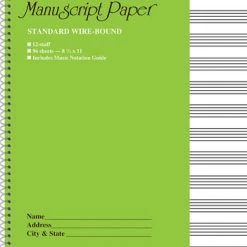 Hal Leonard STANDARD WIREBOUND MANUSCRIPT PAPER (GREEN COVER) Music Books