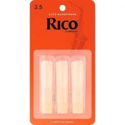 DAddario Band & Orchestral Rico By D'Addario Alto Sax Reeds, Strength 2.5, 3-pack