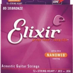 Elixir 11162 Nanoweb Coated 80/20 Bronze Acoustic 12 String Hvy 13-56