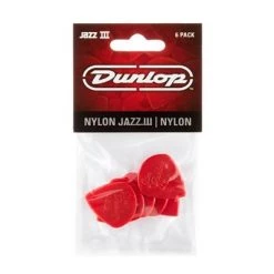 Capos & Picks & Tuners Dunlop 47P3N Nylon Jazz III Guitar Picks Red Point Tip 6-pack
