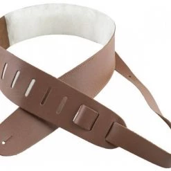 Straps Perri's Leathers 2.5" Tan Leather Guitar Strap With Sheepskin Pad Model # DL325-2212