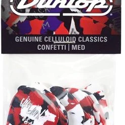 Dunlop Confetti Celluloid Standard Guitar Picks Medium 12 Pack, 483P06MD Capos & Picks & Tuners