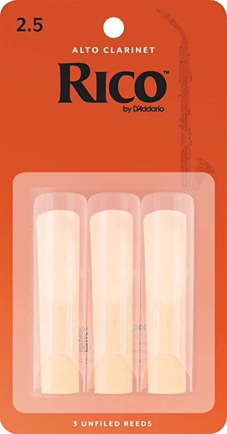 DAddario Band & Orchestral Rico By D'Addario Alto Clarinet Reeds, Strength 2.5, 3 Pack RDA0325 3 DAddario Band & Orchestral Rico By D'Addario Alto Clarinet Reeds, Strength 2.5, 3 Pack RDA0325