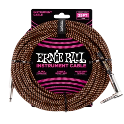 Ernie Ball 25' Braided Straight / Angle Instrument Cable - Black / Orange