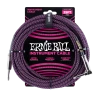 Ernie Ball 25' Braided Straight / Angle Instrument Cable - Black / Purple Adapters & Cables 1 Ernie Ball 25' Braided Straight / Angle Instrument Cable - Black / Purple Adapters & Cables