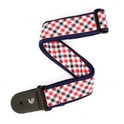 DAddario Straps D'Addario 50 MM Gingham Woven Guitar Strap, Red And Navy, T20S1500