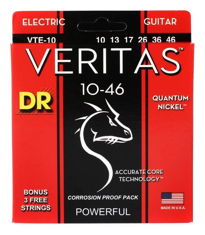 DR Strings VTE-10 Veritas Electric Guitar Strings -.010-.046 3 DR Strings VTE-10 Veritas Electric Guitar Strings -.010-.046