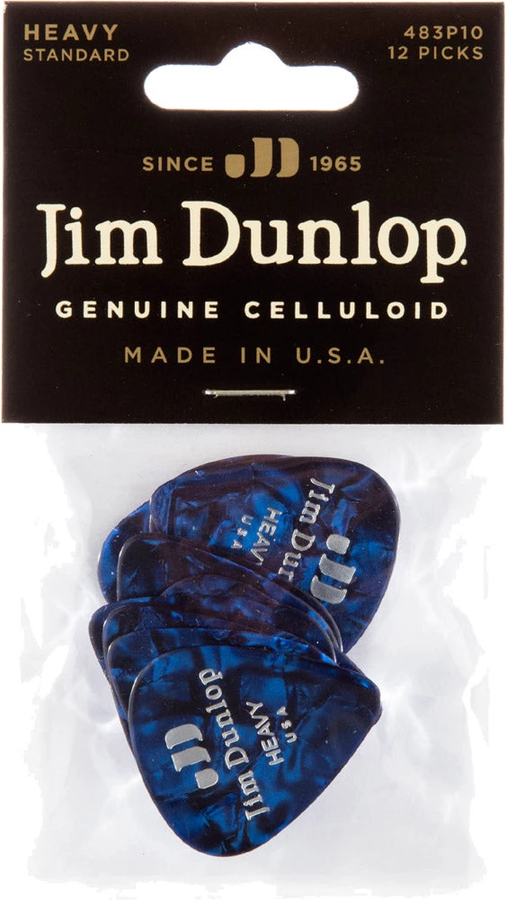 Capos & Picks & Tuners Dunlop Blue Pearl Celluloid Standard Guitar Picks Heavy 12 Pack, 483P10HV 3 Capos & Picks & Tuners Dunlop Blue Pearl Celluloid Standard Guitar Picks Heavy 12 Pack, 483P10HV