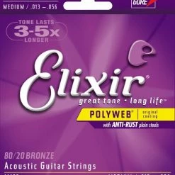 Elixir 11100 Medium Polyweb 80/20 Bronze Acoustic Guitar Strings