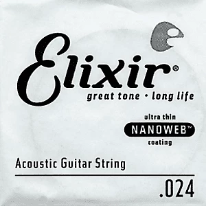Elixir Acoustic NanoWeb Coating .024, Single String, 15124 3 Elixir Acoustic NanoWeb Coating .024, Single String, 15124