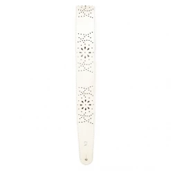 DAddario D'Addario Leather Guitar Strap, Perforated White, L25W1502