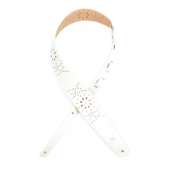 DAddario D'Addario Leather Guitar Strap, Perforated White, L25W1502