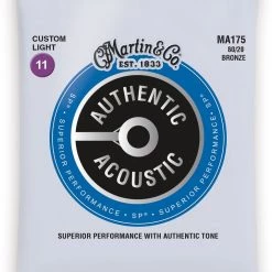 Martin MA175 SP 80/20 Bronze Authentic Acoustic Guitar Strings Custom Light 11-52