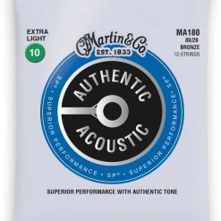 Martin MA180 SP 80/20 Bronze Authentic Acoustic Guitar Strings 12 String Extra Light 10-47