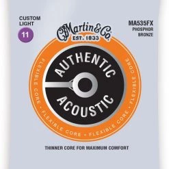 Martin Flexible Core Phosphor Bronze Authentic Acoustic Guitar Strings MA535FX Custom Light 11-52