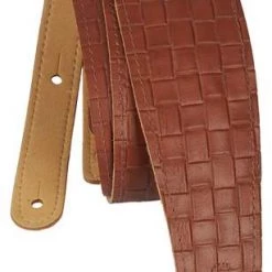 PERRI'S LEATHERS Emboss Leather Guitar Strap Brown Basketweave, P20CO-6043 Straps