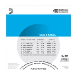 DAddario EJ40 Silk & Steel Folk Guitar, 11-47 Strings