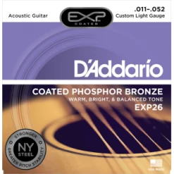 DAddario D'Addario EXP26 Coated Phosphor Bronze Acoustic Guitar Strings, Custom Light, 11-52