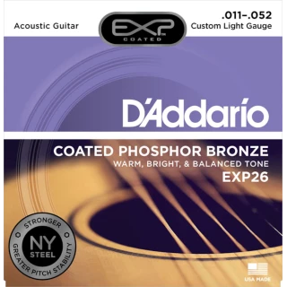 DAddario D'Addario EXP26 Coated Phosphor Bronze Acoustic Guitar Strings, Custom Light, 11-52 3 DAddario D'Addario EXP26 Coated Phosphor Bronze Acoustic Guitar Strings, Custom Light, 11-52