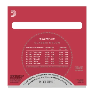 DAddario D'Addario EJ27N 1/2 Student Nylon Fractional Classical Guitar Strings, Normal Tension 5 DAddario D'Addario EJ27N 1/2 Student Nylon Fractional Classical Guitar Strings, Normal Tension