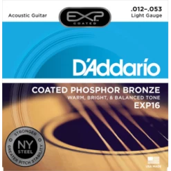 DAddario EXP16 Coated Phosphor Bronze Acoustic Guitar, Light, 12-53 Strings