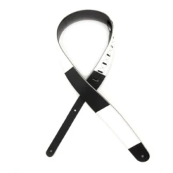 DAddario D'Addario Deluxe Leather Guitar Strap, Horizontal Stripe, Black And White L25W1409