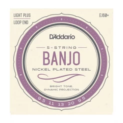 DAddario D'Addario EJ60+ 5-String Banjo Strings, Nickel, Light Plus, 9.5-20 EJ60+