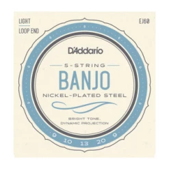 DAddario D'Addario EJ60 5-String Banjo Strings, Nickel, Light, 9-20 EJ60