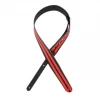 DAddario Straps D'Addario Deluxe Leather Guitar Strap,Racing Stripes. Black With Red Stripes L25W1400 2 DAddario Straps D'Addario Deluxe Leather Guitar Strap,Racing Stripes. Black With Red Stripes L25W1400