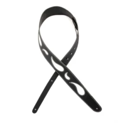 DAddario D'Addario Deluxe Leather Guitar Strap, Paisley Window. Black With White L25W1411
