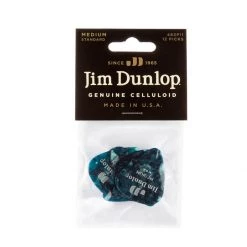 Dunlop Genuine Celluloid Medium Turquoise Pearl Picks, Pack Of 12, 483P11MD Capos & Picks & Tuners