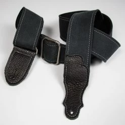 Franklin Strap Franklin 2" Distressed Canvas Guitar Strap – Leather End Tab, DD-BK-BK, Black