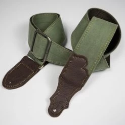 Franklin Strap Franklin Distressed Canvas Guitar Strap – Leather End Tab - Oliva - DD-OL-CH - MADE IN USA