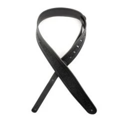 DAddario Straps D'Addario L25W1403 2.5" Leather Guitar Strap, Embossed Flowers - Black