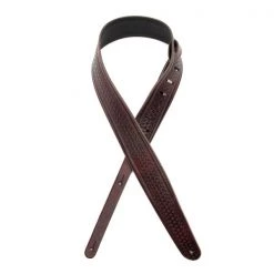 DAddario Straps D'Addario L25W1404 2.5" Leather Strap, Embossed Weave, Brown