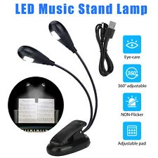 Blue Bus Music Other Accessories Music Stand Clip On Light Lamp White LED Dual Arm 360°w/ USB Cable Book Reading, ML1