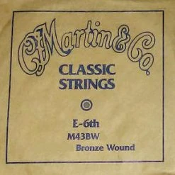 Single Strings Martin M43BW E-6th 80/20 Bronze Wound Plain End Classical Single String. 043" - 1.09mm