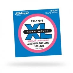 DAddario EXL170-6 Nickel Wound 6-String Bass, Light, 32-130, Long Scale Strings