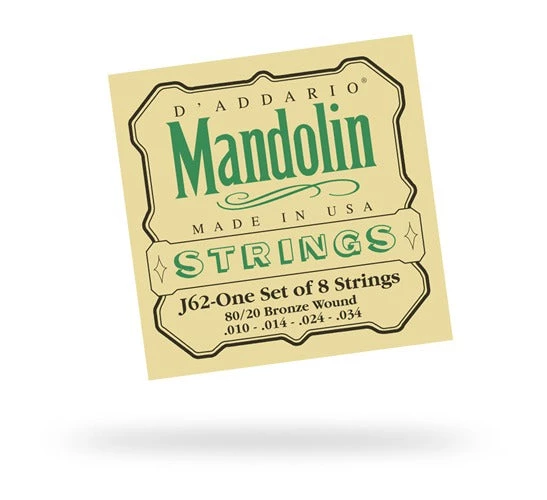 DAddario J62 Mandolin 80/20 Bronze Light 10-34 Strings 3 DAddario J62 Mandolin 80/20 Bronze Light 10-34 Strings